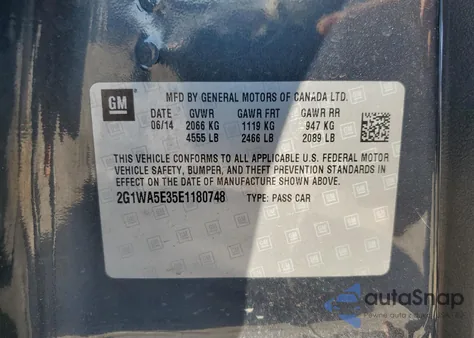 2014 Chevrolet Impala Limited Ls from USA, damaged, VIN 2G1WA5E35E1180748